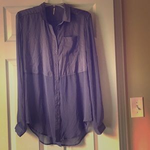 Silk Free People Button Down Blouse
